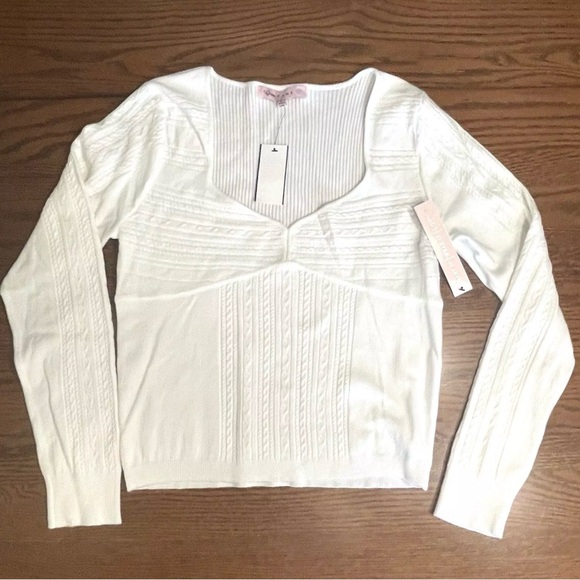 Crave Fame Sweater Sz XL Junior Soft Cable Knit White Ribbed Stretchy NWT - Picture 4 of 14